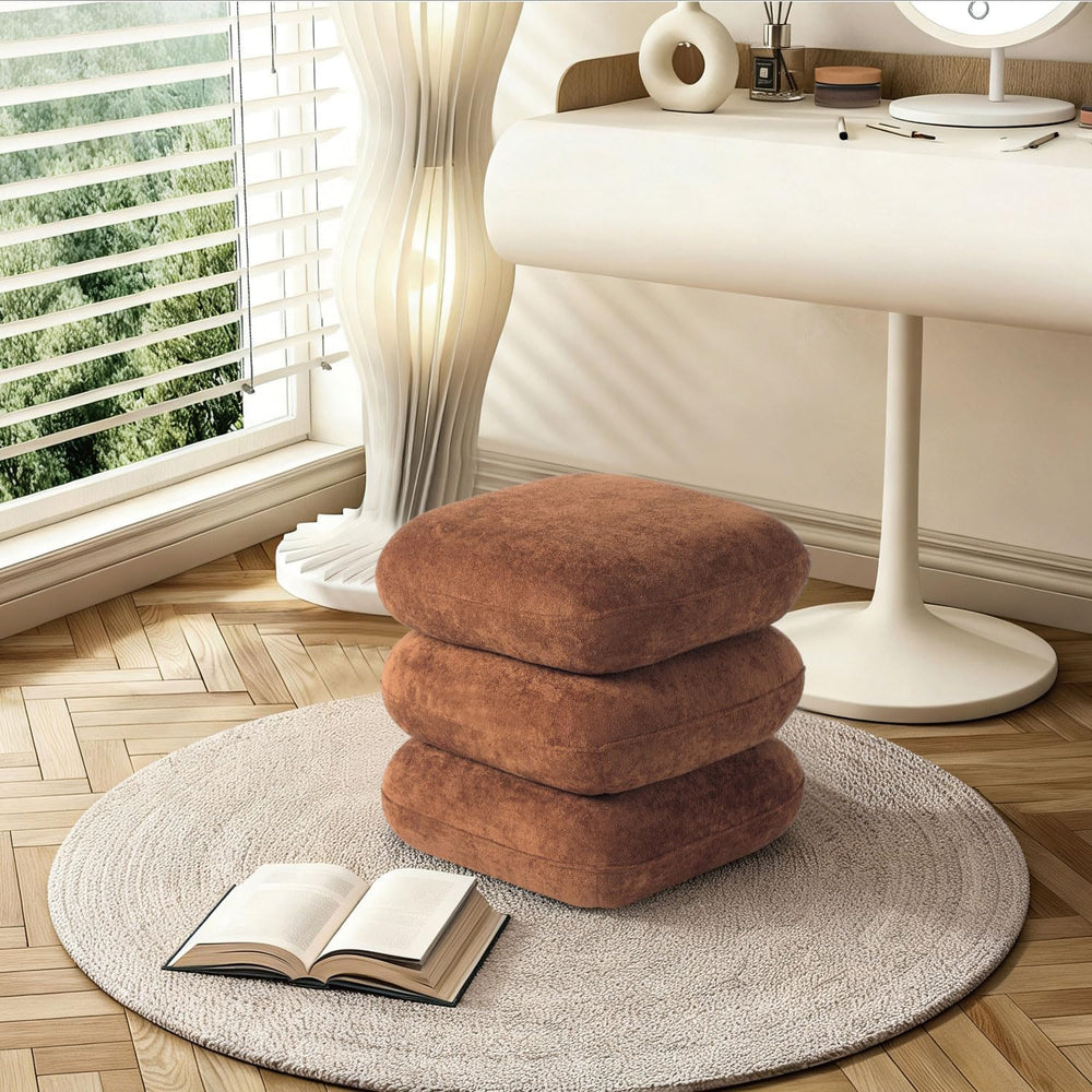 Get Set Style 360° Swivel Velvet Ottoman, Modern Upholstered Foot Stool, Mult...