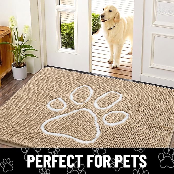 Smiry Dog Door Mat for Muddy Paws, Absorbent Dirt Trapper Non Slip Quick Dry