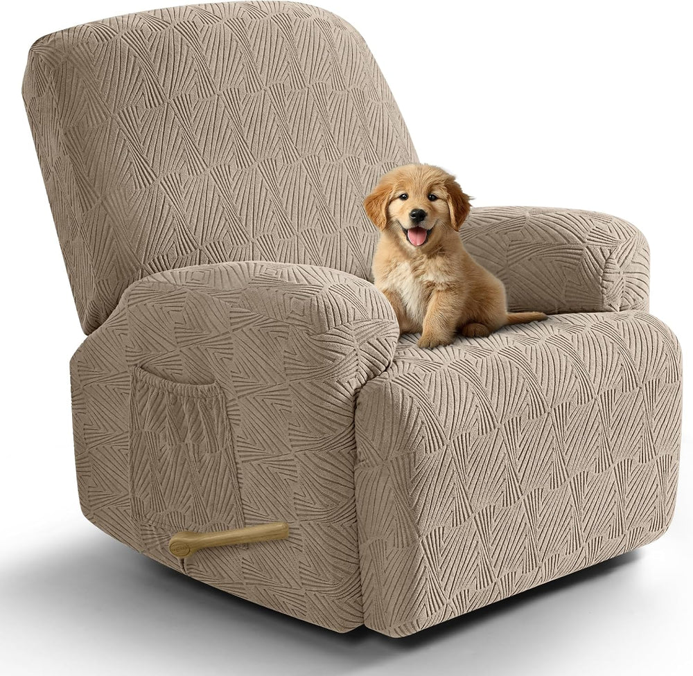VANSOFY Stretch Recliner Chair Covers, 4-Pieces Slipcover, Khaki