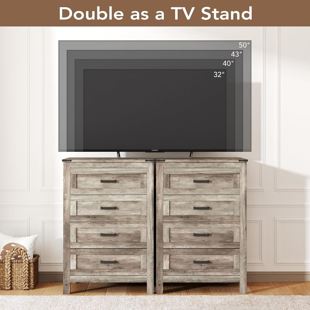 Farmhouse 4 Dresser for Bedroom, Vertical Drawer Dresser with Large Storage, ...