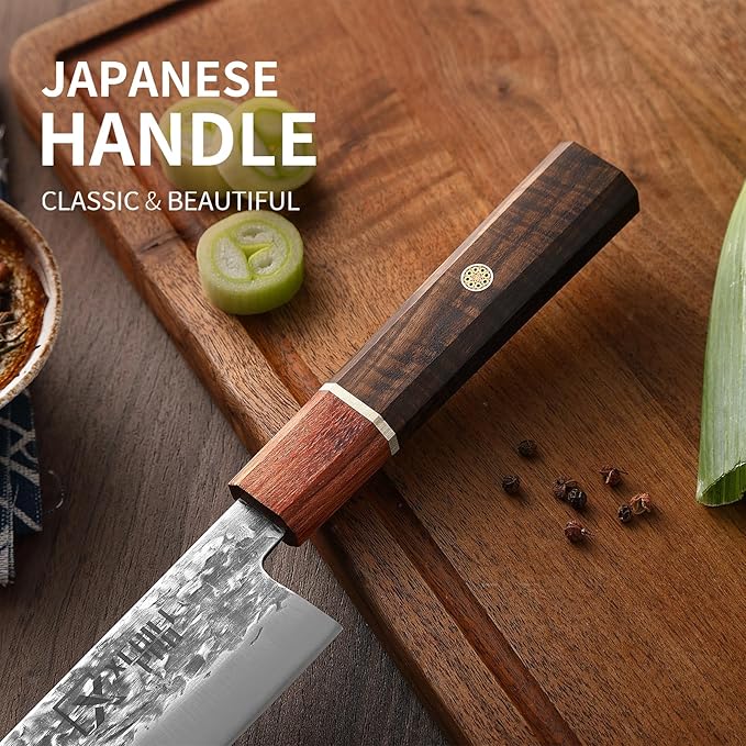 Japan Knife Set, High Carbon Steel Japan Nakiri Santoku Knife Set, Hand Forged