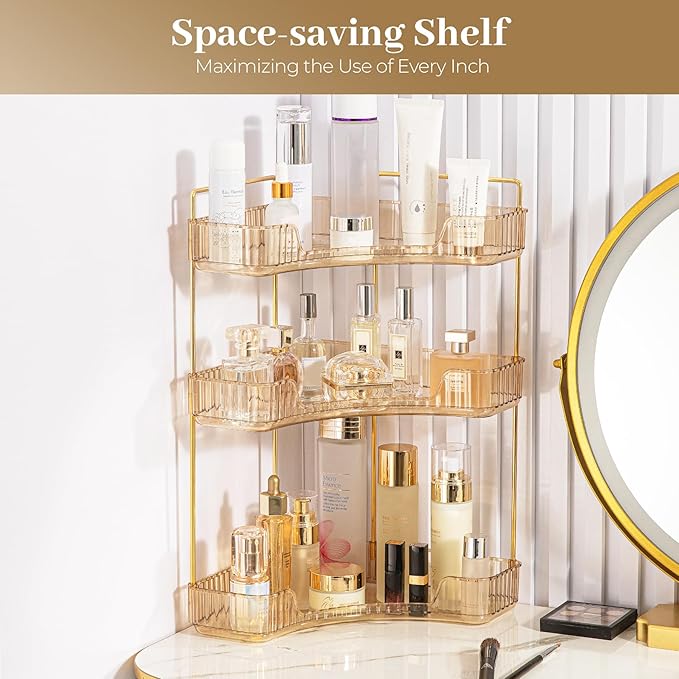 Aveniee Corner Bathroom Counter Organizer, Bathroom Countertop Shelf Makeup