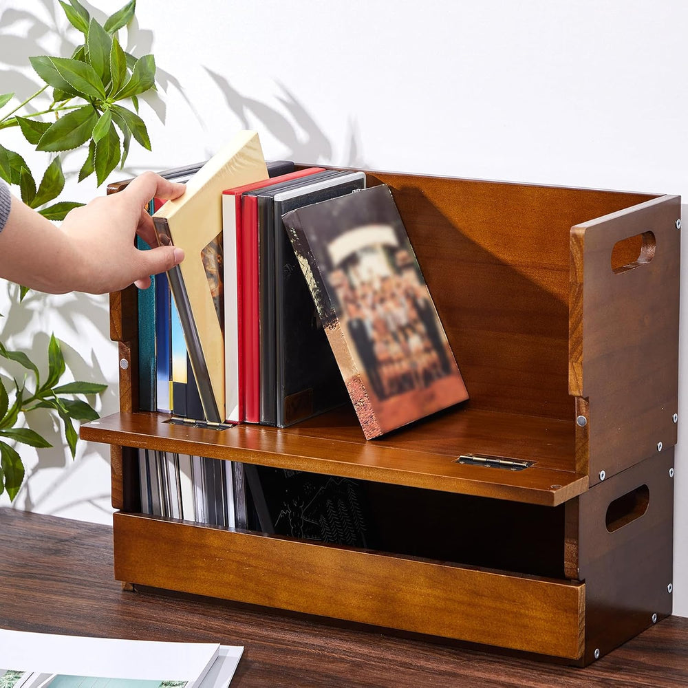 CroBlissful 4 Pack Wooden DVD Storage Organizer Boxes, Holds 104 DVDs (26 Eac...