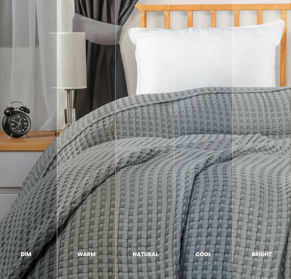 Utopia Bedding 100% Cotton Waffle Blanket Twin Size Cool Grey, 90x72 Inch