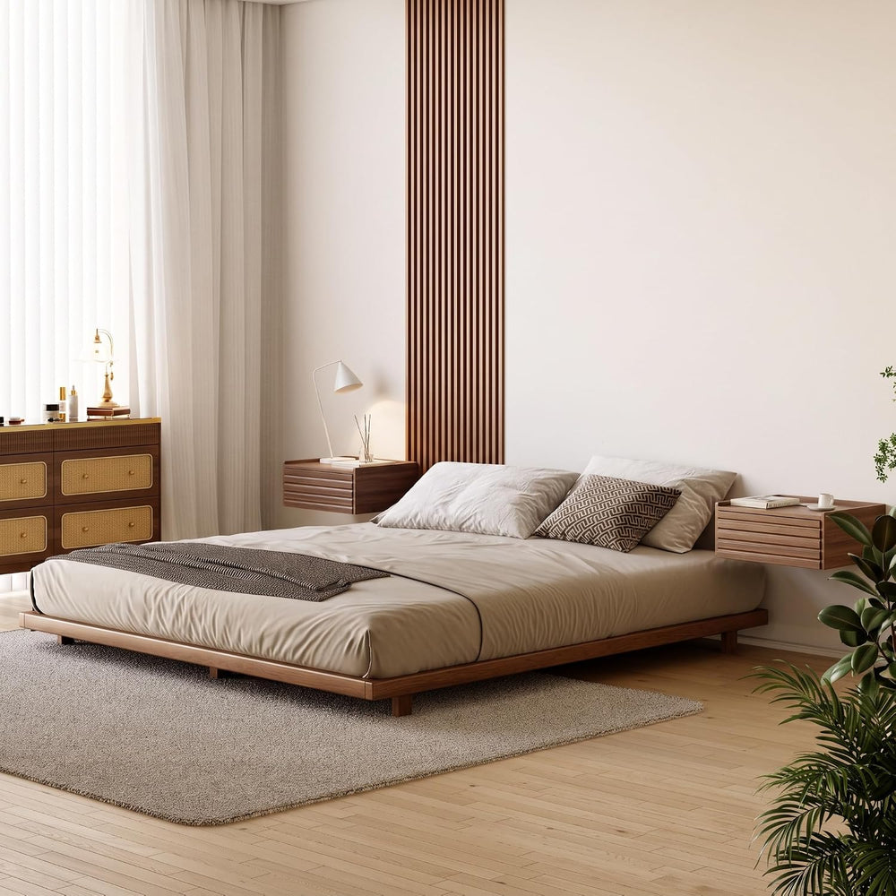 homary Japanese Style Queen Floor Bed Frame, 6.3" Low Profile Tatami Pla...