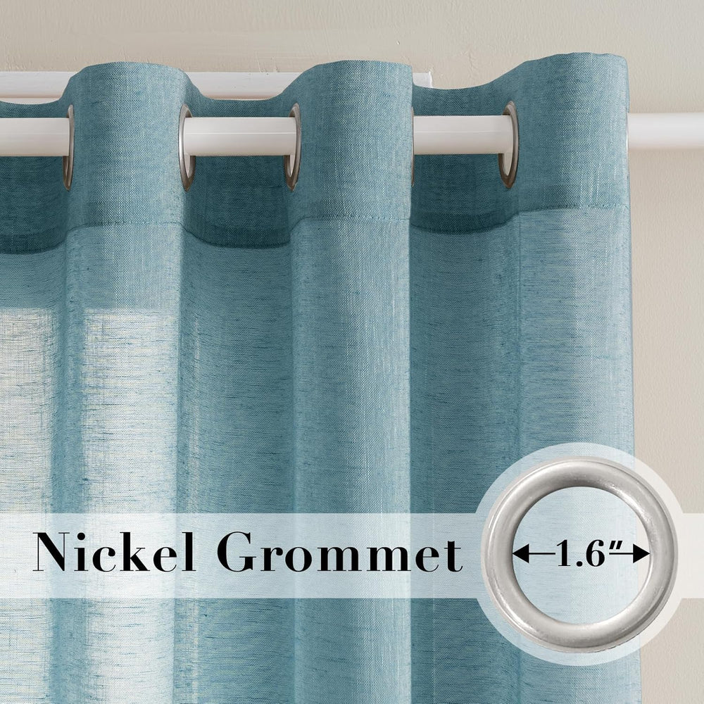 Elegant Natural Linen Curtain Panels Energy Efficient Semi - Sheers Linen Cur...