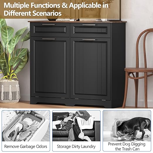 Double 10 Gallon Tilt Out Trash Can Cabinet