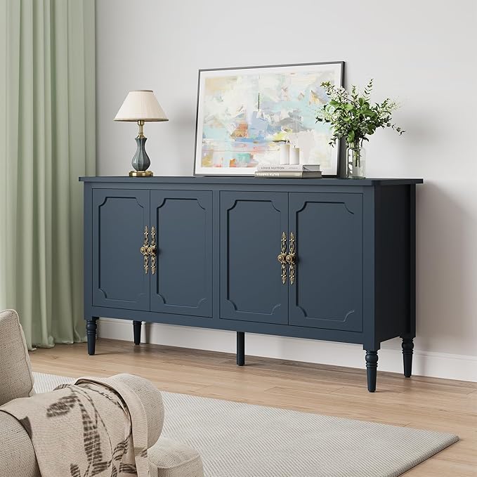 RoyalCraft Buffet Sideboard Table 2 pcs, 59'' Mid Century Modern Cons...