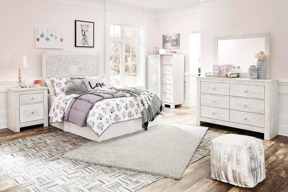 Signature Design by Ashley Tall White Dresser for Bedroom, Dressing Chest