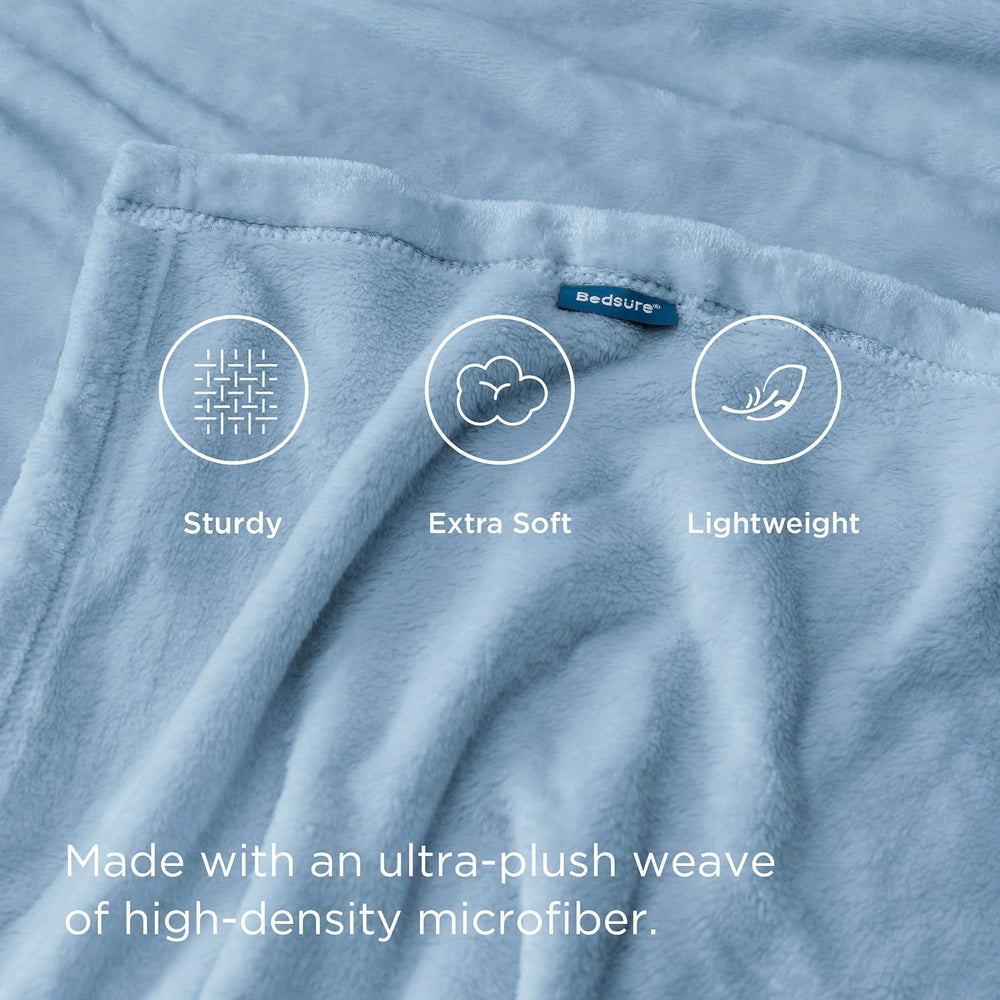 Bedsure GentleSoft Fleece Bed Blankets Queen Size Light Blue - Soft Lightweig...