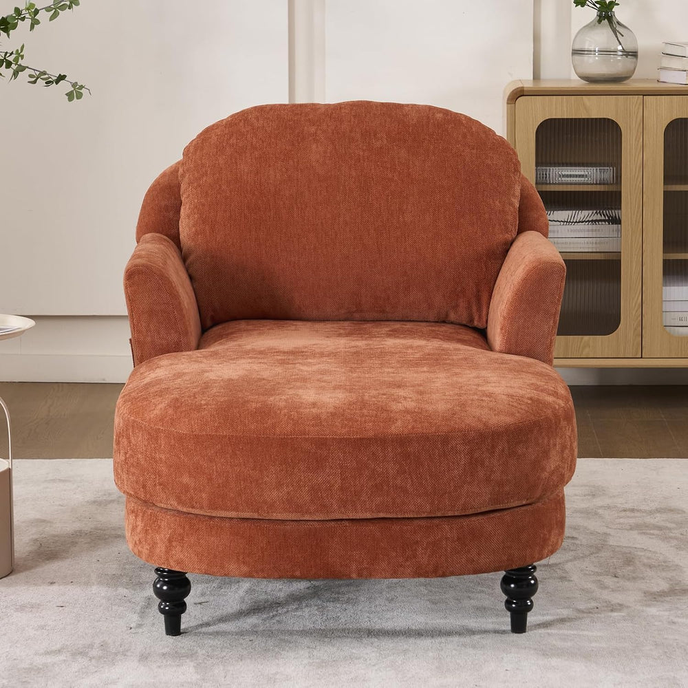 59.8" Chaise Lounge Chair Indoor, Chenille Reading Chairs | Side Pocket,...