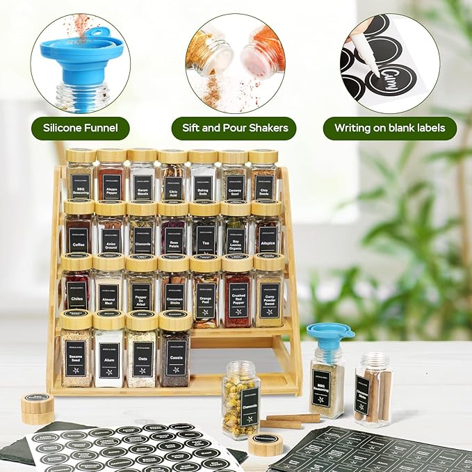 4 Tier Bamboo Spice Rack Organizer
