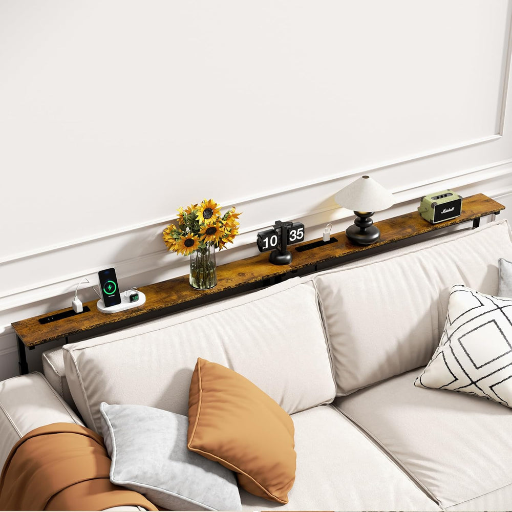 GRLEAF 2 Pack Adjustable Height Narrow Console Table with Power Outlets, 90&q...