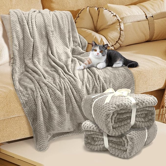 4 Pack Fleece Throw Blankets 50x60 Inches
