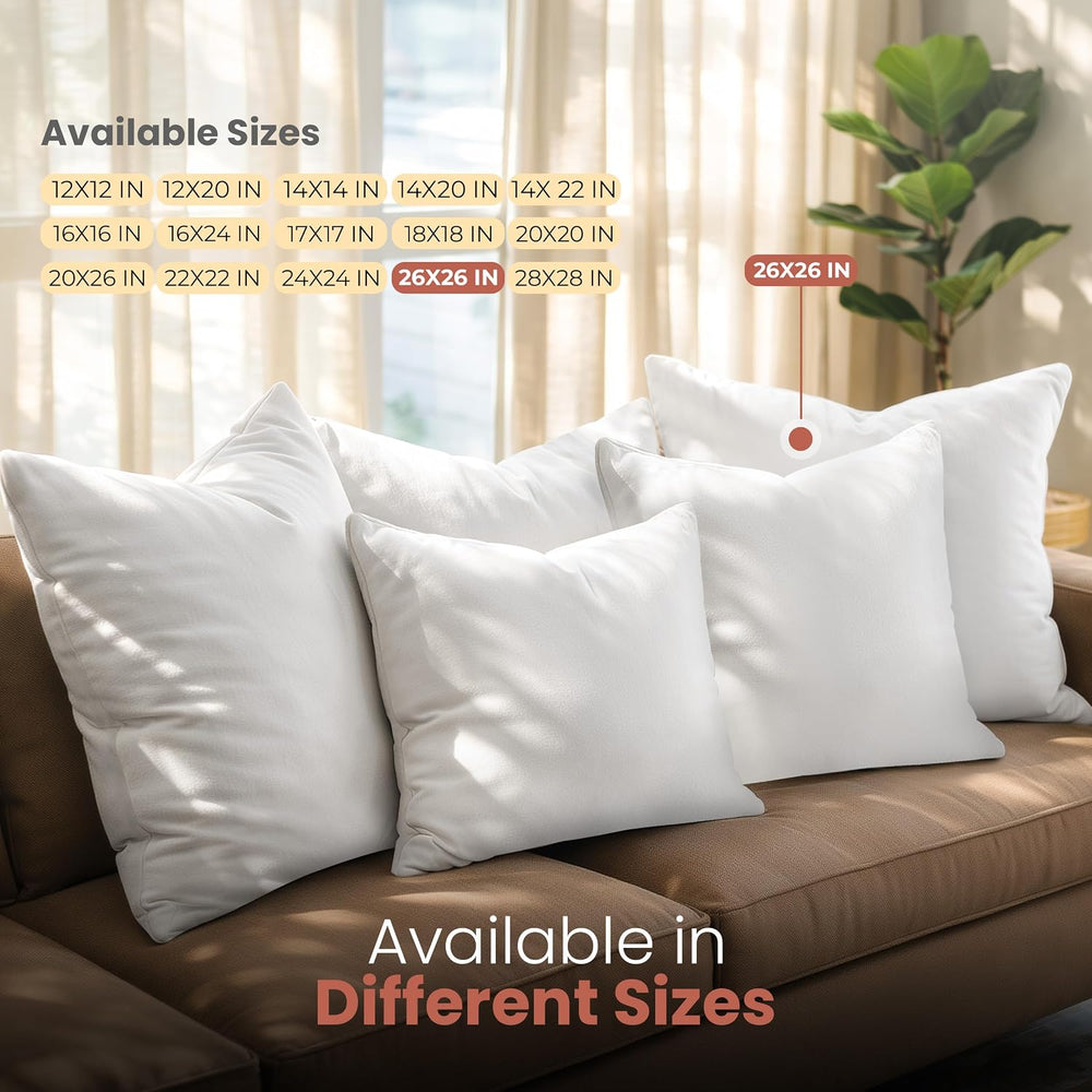 Utopia Bedding 26x26 pillow inserts, White Throw Pillows for Couch, 2 Pack