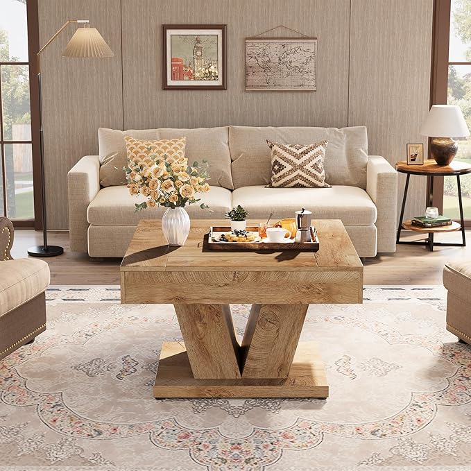 Tribesigns Square Coffee Table, Wood Center Table for Living Room, 31.5"...