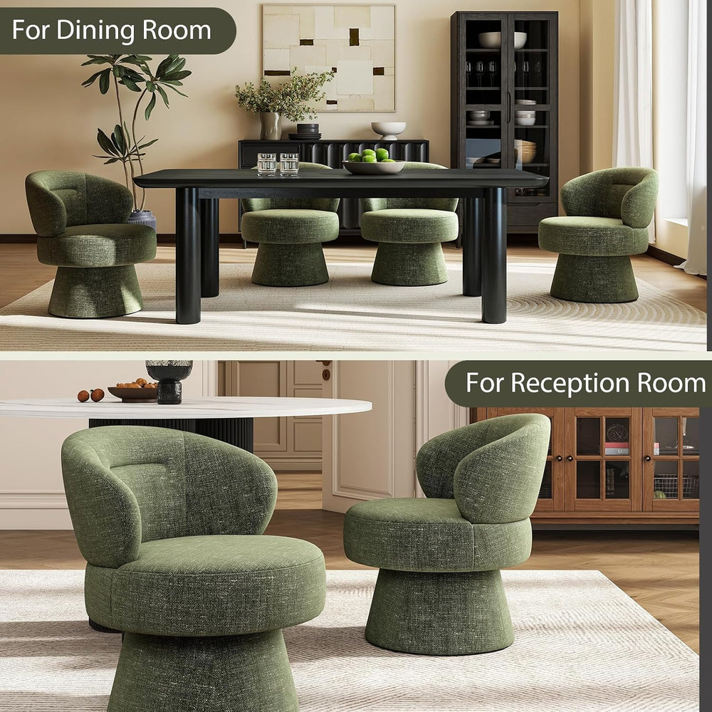 360° Swivel Accent Chair, Modern Chenille Barrel Chairs with Curved Back, Uph...
