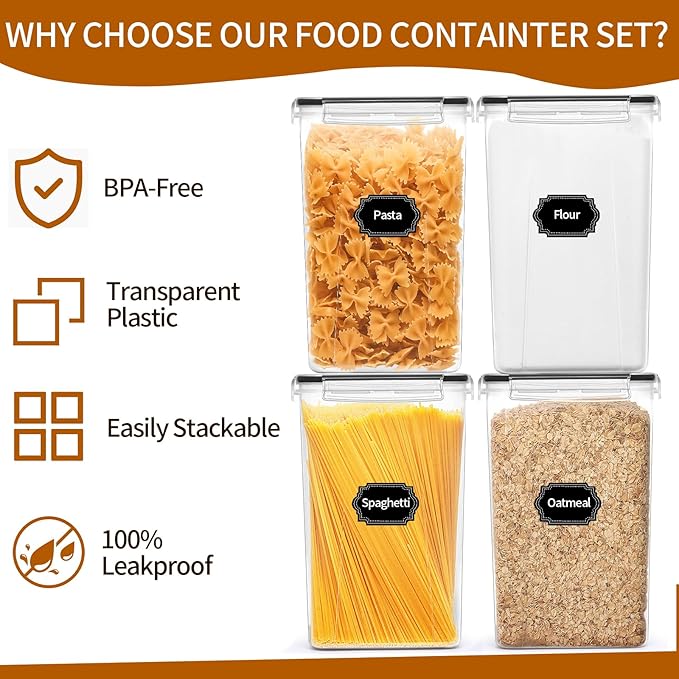 HKJ Chef 4 Pack Extra Large Airtight Food Storage Containers