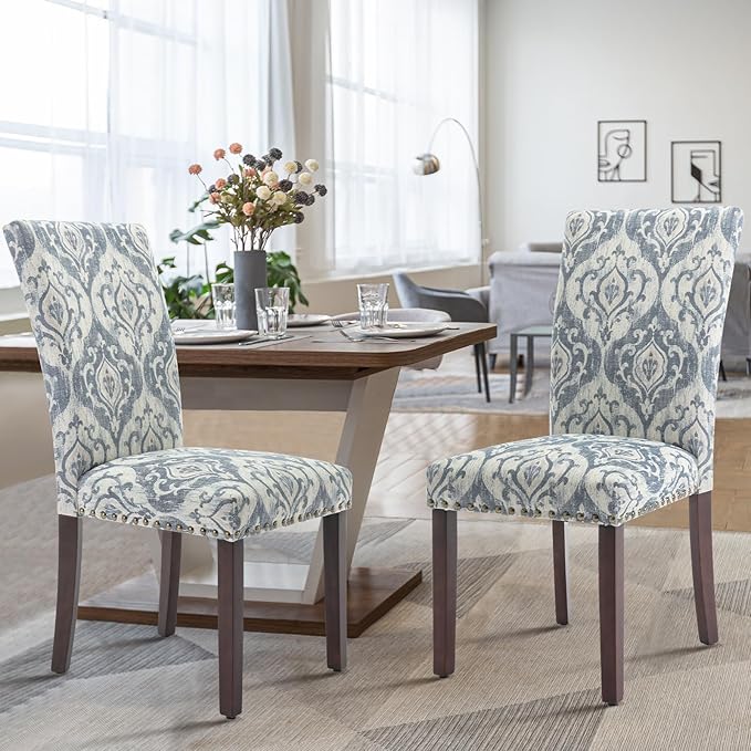 COLAMY Upholstered Parsons Dining Chairs Set of 6, Fabric Dining Room Kitchen...