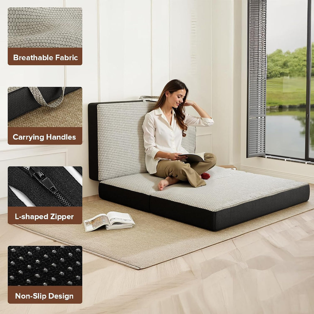 ROXGOX Memory Foam Trifold Mattress, Foldable Mattress Queen 6 Inch, Portable...