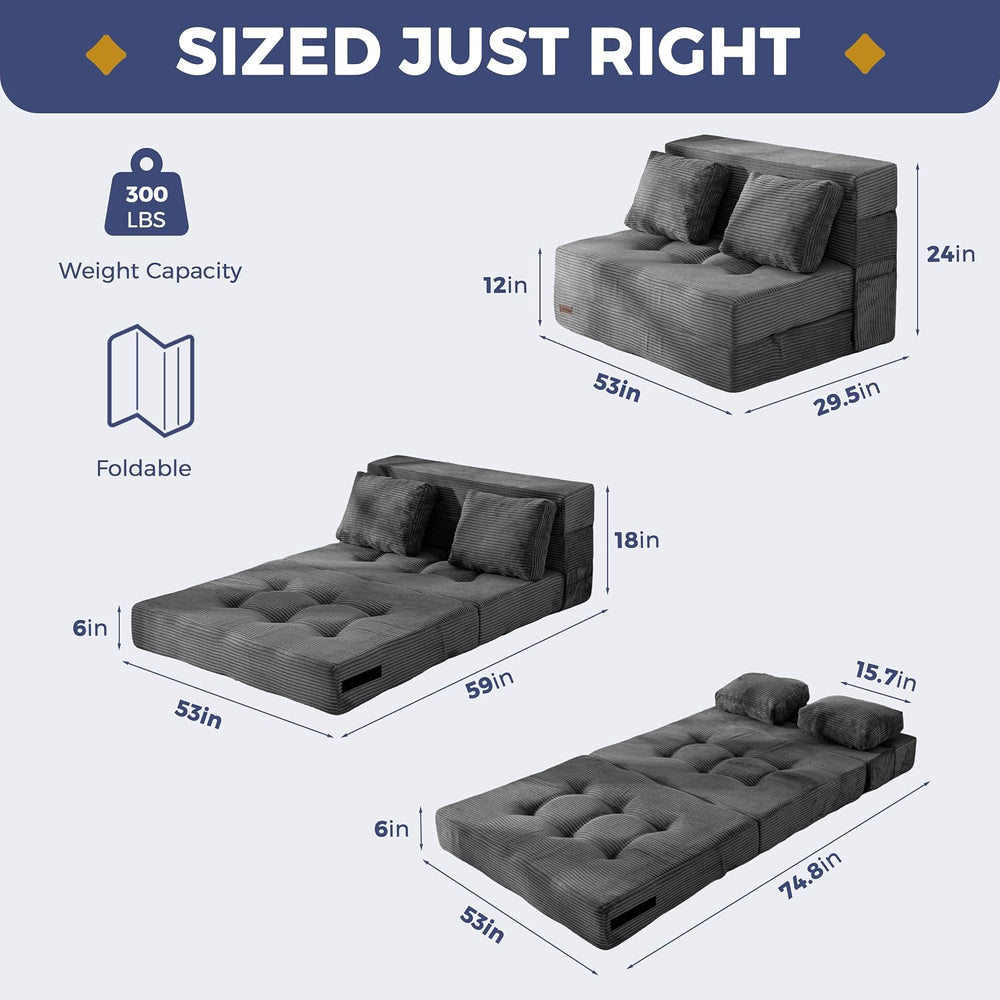 MAXYOYO Convertible Sofa Bed, Fold Out Sofa Couch with Pillow for Adults