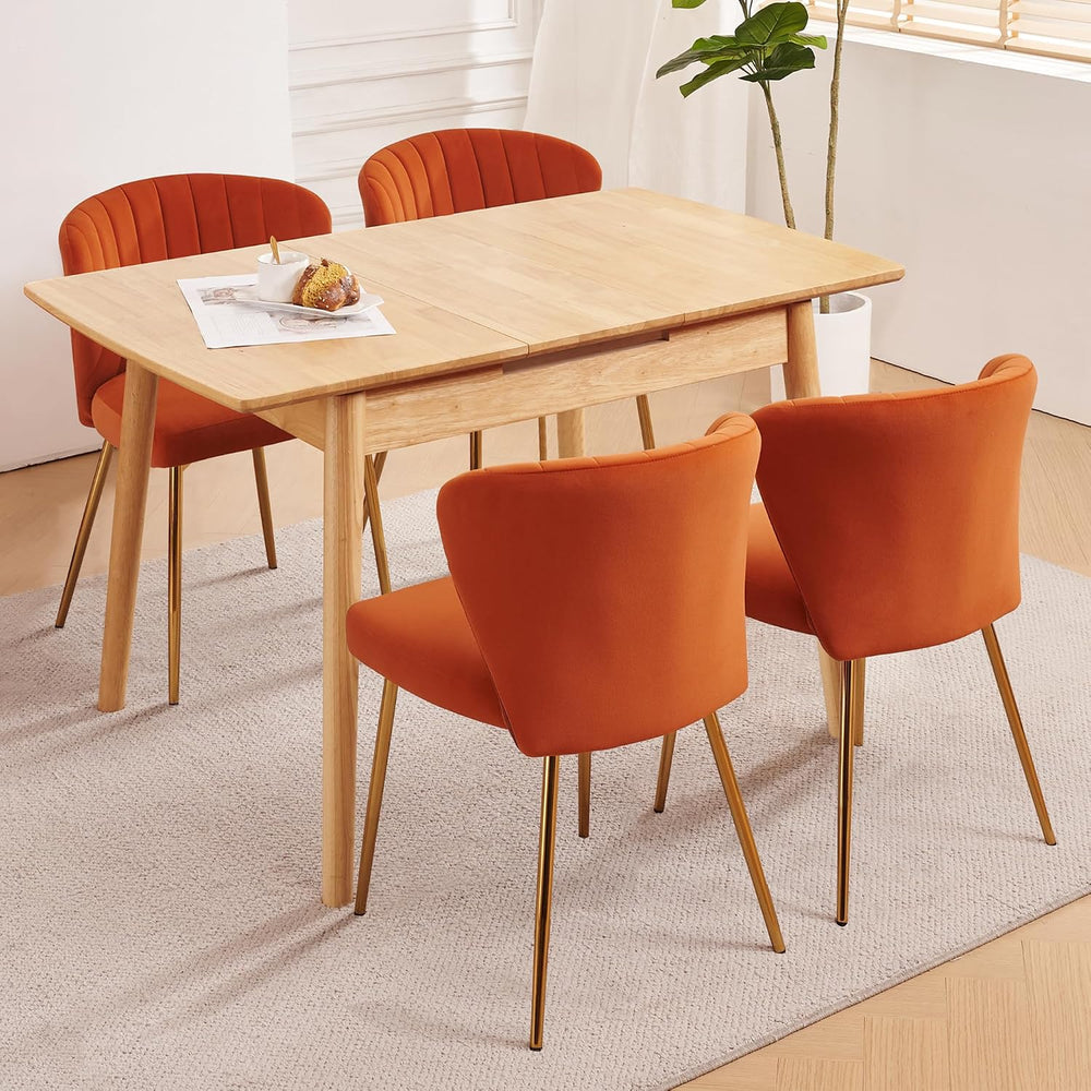 Velvet Dining Chairs Set of 2, Modern Upholstered Vanity Chairs with Golden M...