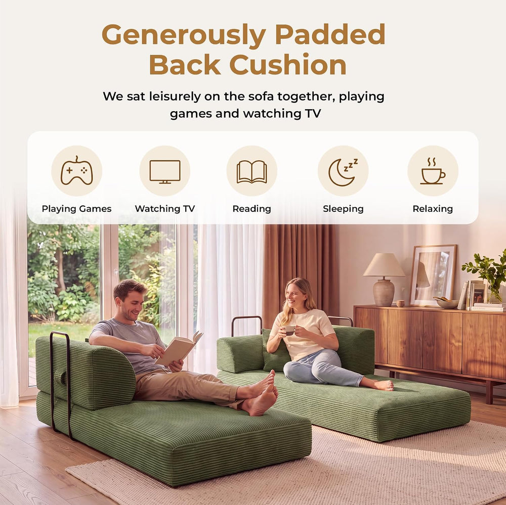 79'' Convertible Futon Sofa Bed, Boneless Couches for Living Room