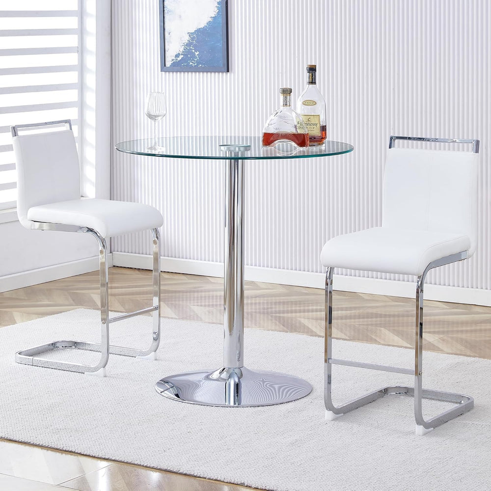 3 Pecies Round Glass Dining Table Set for 2, Small Circle Kitchen Table with ...