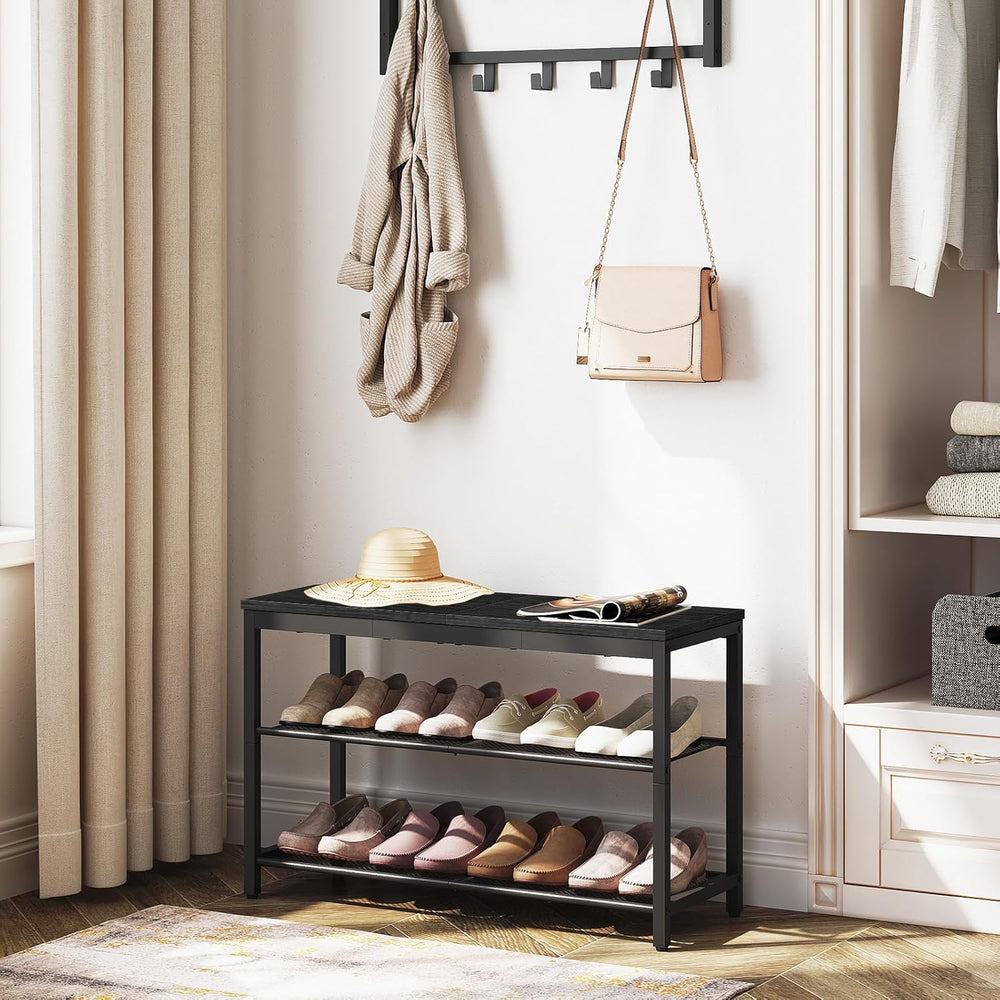HOOBRO Shoe Bench, 3-Tier Shoe Rack, Industrial Shoe Organizer Storage Bench,...