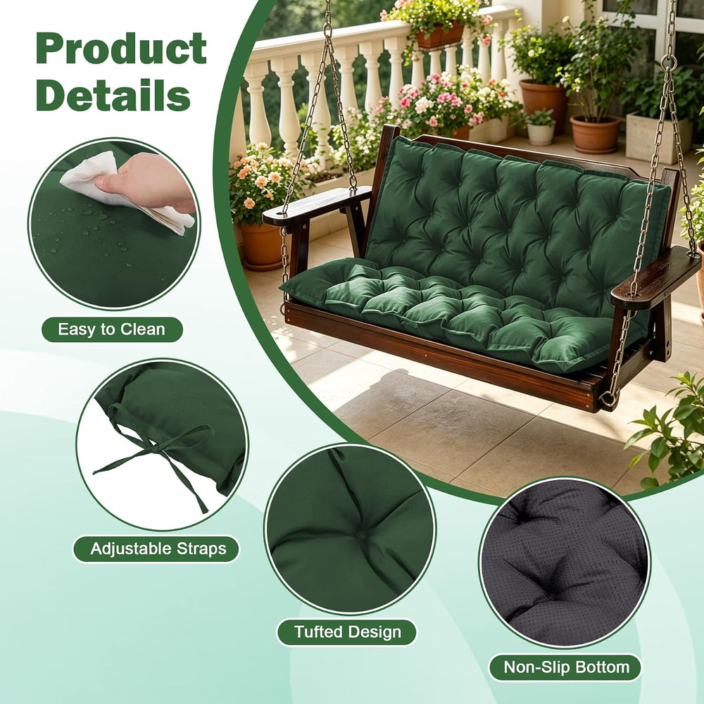 Porch Swing Cushions, 60x40 Inch Swing Cushions for Outdoor Furniture, Waterp...