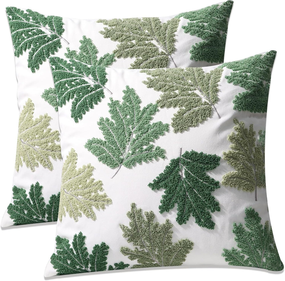 Set of 2 Embroidered Decorative Throw Pillow Covers Couch Square Pillowcases ...