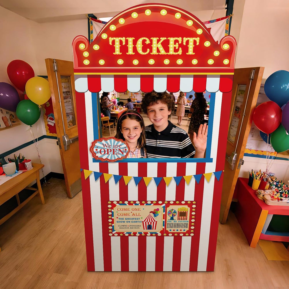 5.6Ft Carnival Ticket Booth Photo Prop Standup Halloween Decorations
