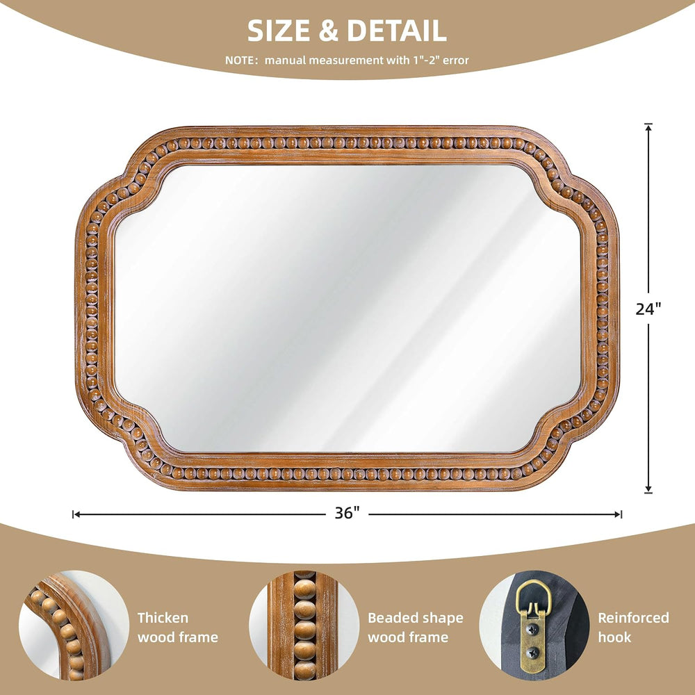24x36 Inch Farmhouse Beaded Wall Mirror