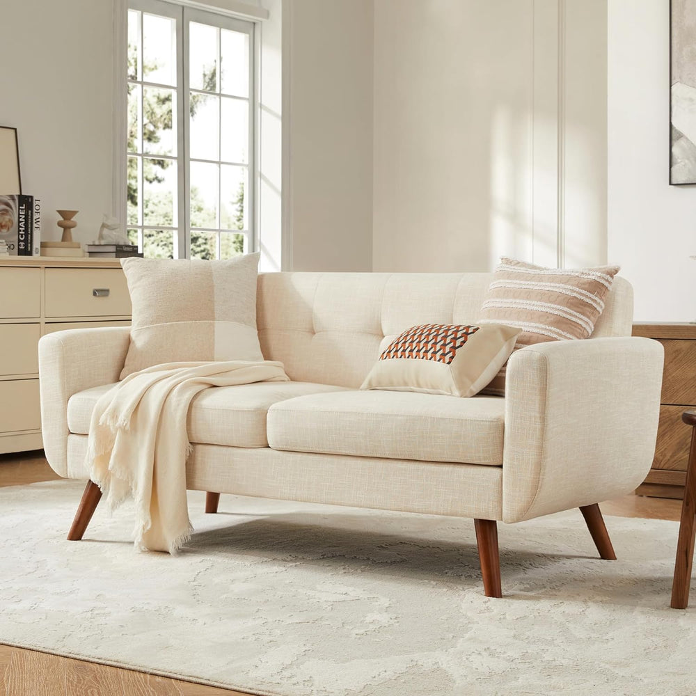 Tbfit 65" W Loveseat Sofa, Mid Century Modern Decor Love Seat Couches fo...