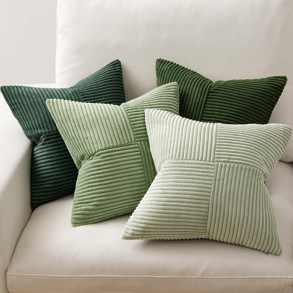 MIULEE Corduroy Sofa Cushion Covers Green Series 45 x 45 cm Set 4 Pieces Mode...