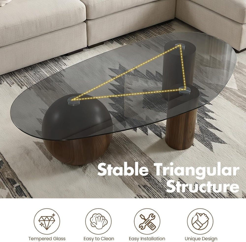 Hyfirm 55" Smoked Glass Cloud Coffee Table