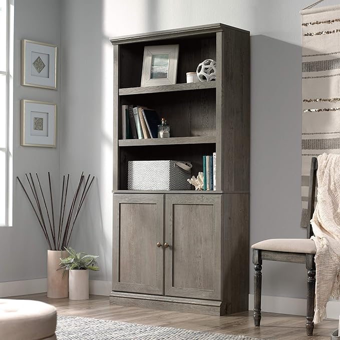 Sauder Select Book Shelf, Bookshelf with Storage, Library Bookcase with Doors...