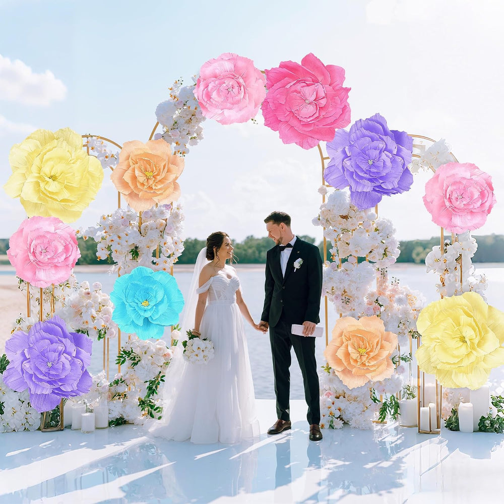 Aneco 6 Pieces Large Paper Artificial Flowers 3D Crepe Tissue Flower Wall Dec...