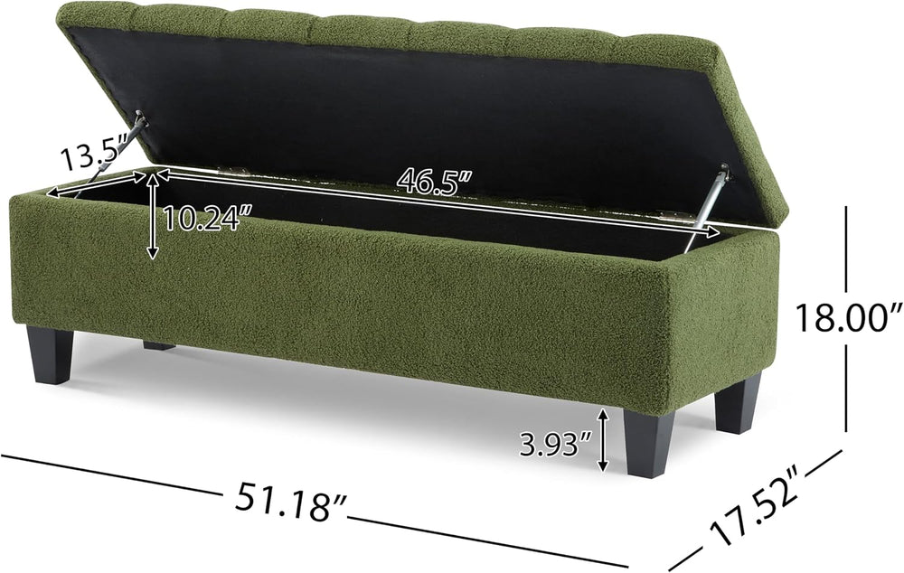 Christopher Knight Home Ottilie Boucle Fabric Storage Ottoman Bench, Wooden R...