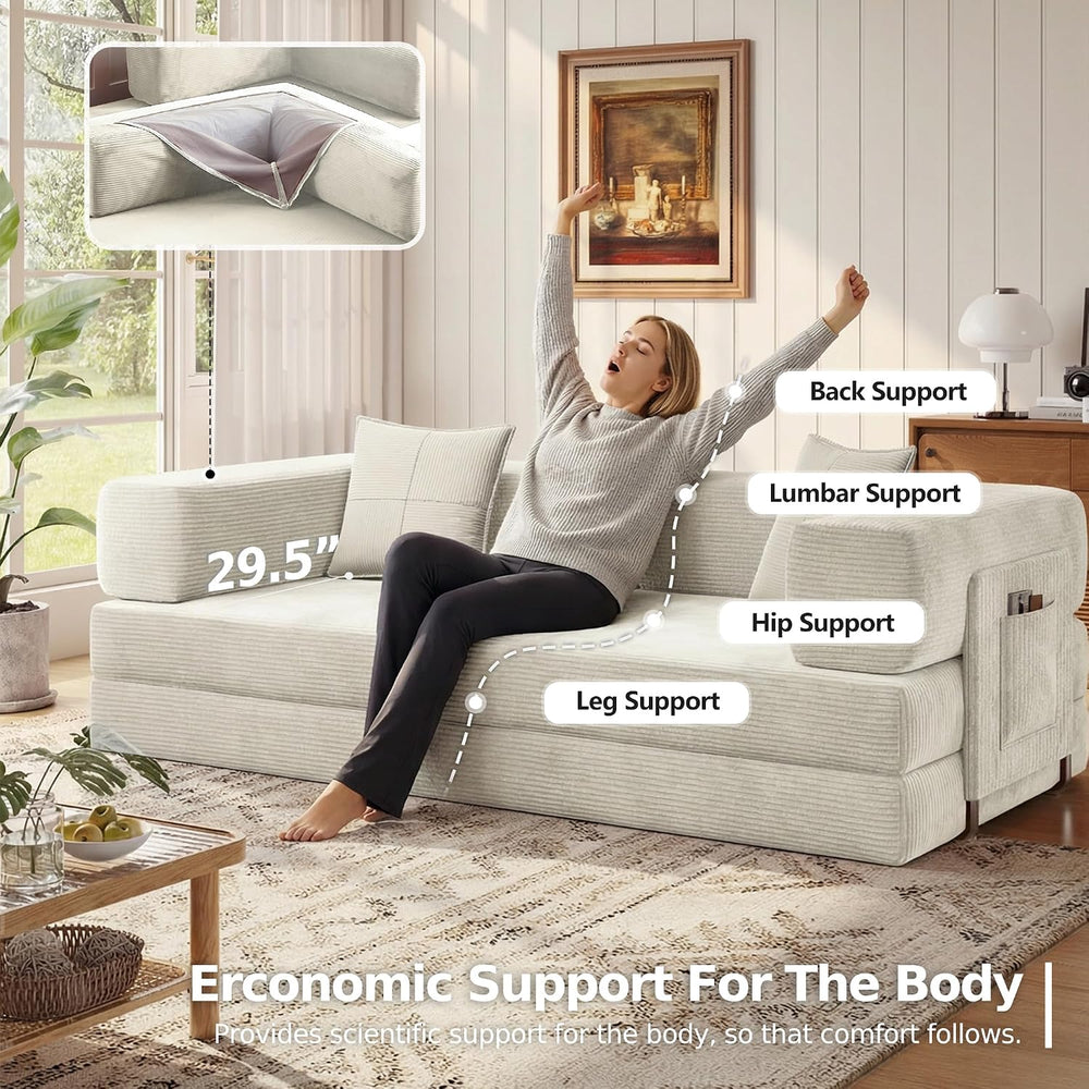 MoonSpeak 78.8'' Futon Sofa Bed, Boneless Couches for Living Room