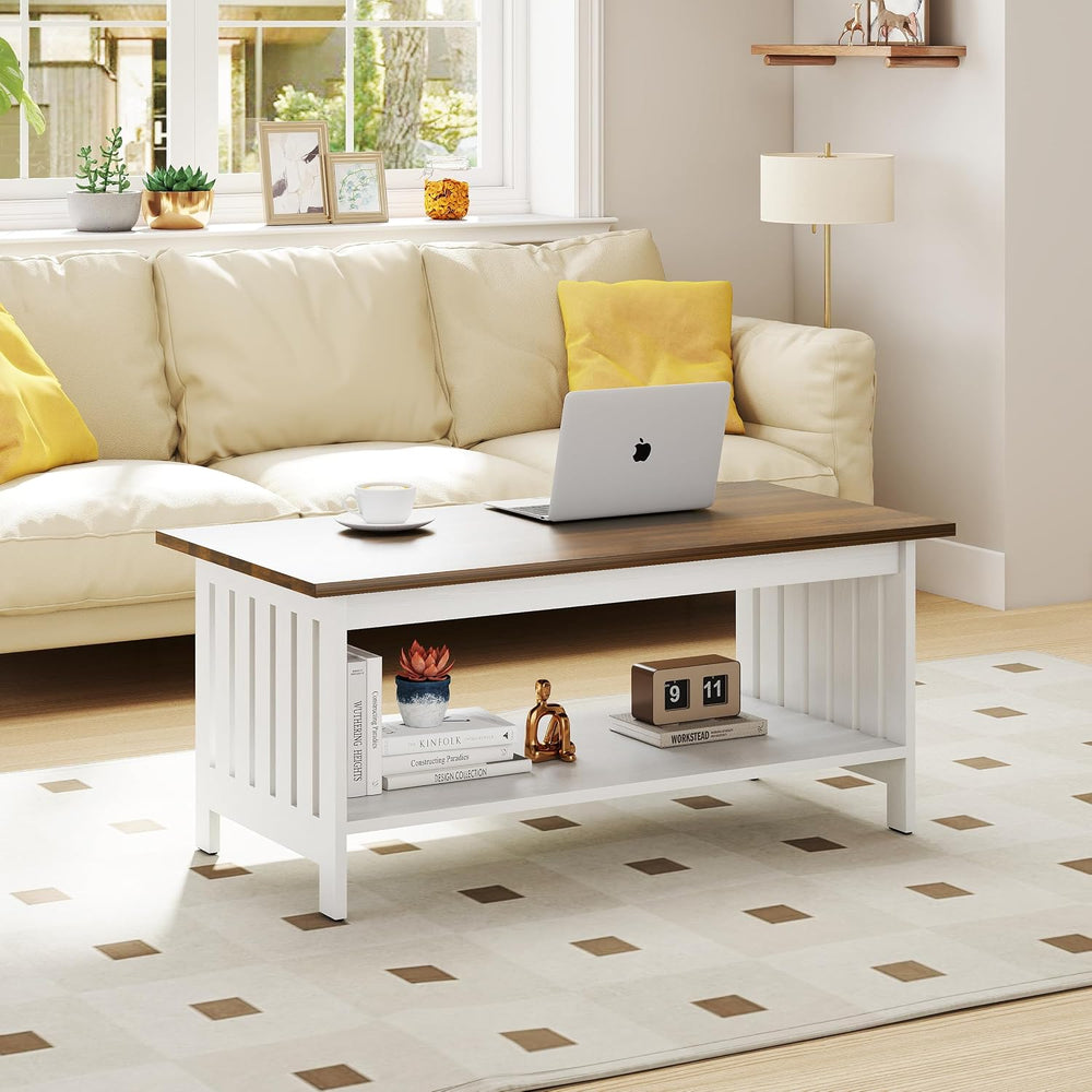 39.4" Farmhouse Coffee Table, Small Coffee Tables for Living Room