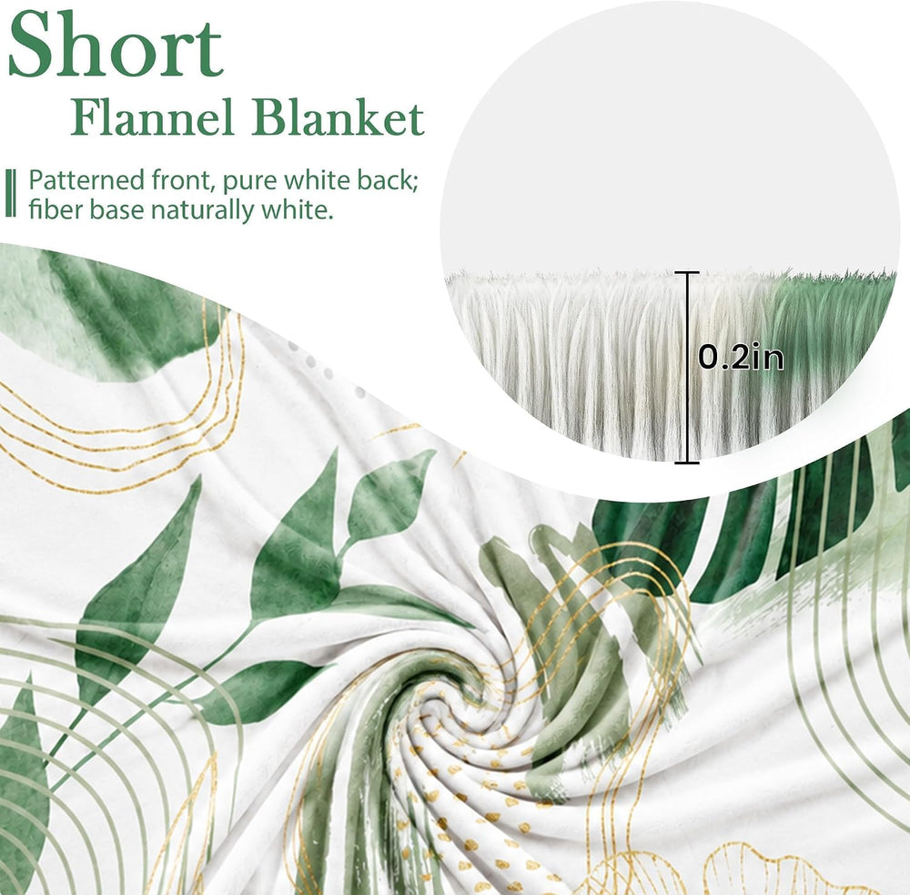 Sage Green Leaf Twin Blanket, 60x80 in