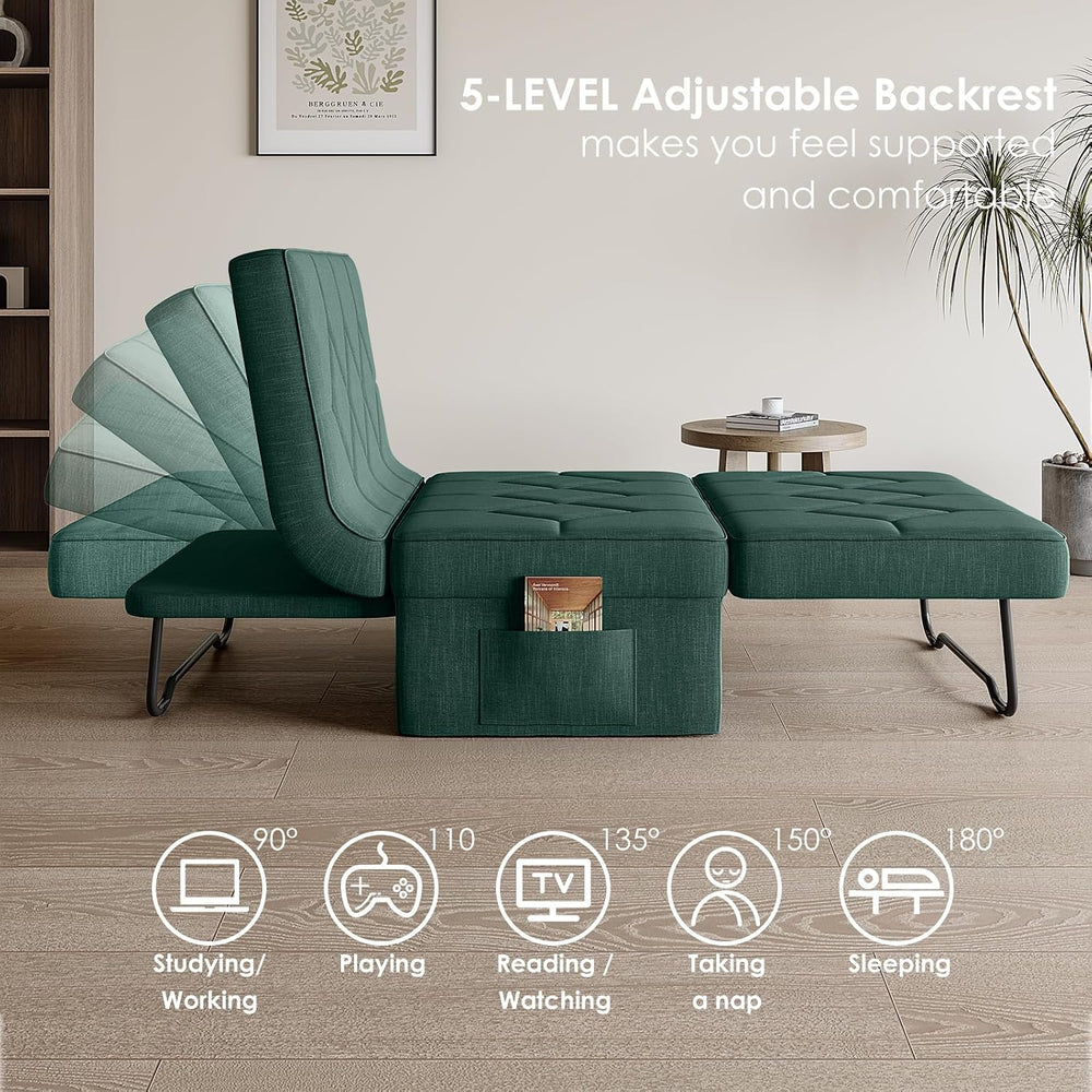 Ottoman Bed Sleeper, 28" Convertible Sleeper Chair Bed, Green