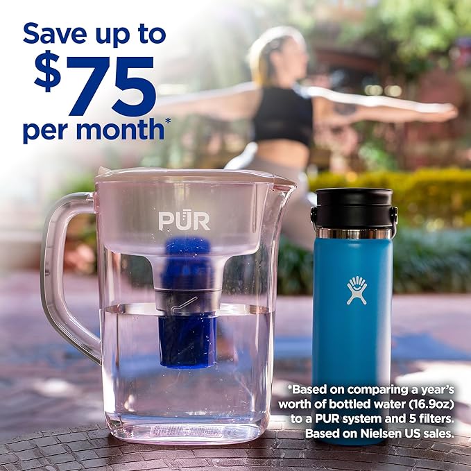 PUR 7-Cup Water Pitcher, 1 Genuine Filter, Great-Tasting Water, Dishwasher Safe