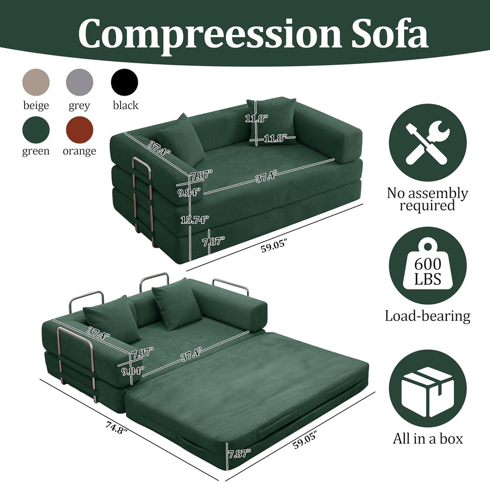 59.0 Inch Sofa Bed, 4-in-1Convertible Futon Sofas Bed Pull Out Sleeper Couch,...