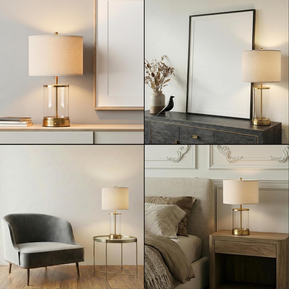 O’Bright Luma - Battery Powered Table Lamp, Cordless Glass Bedside Lamp with ...