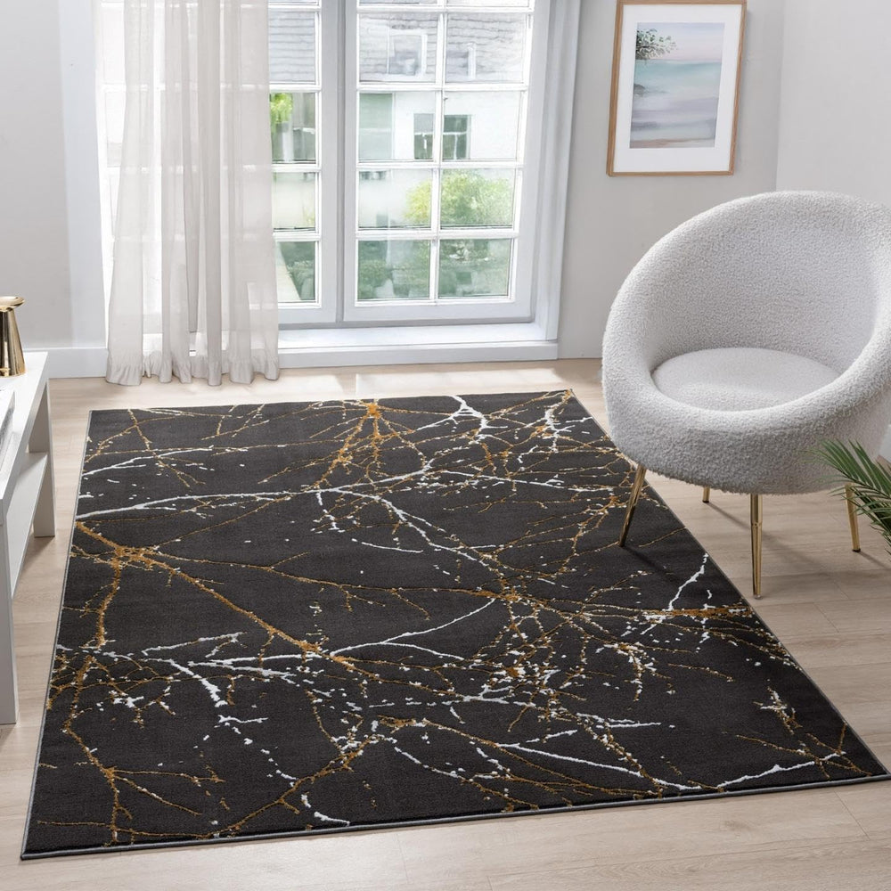 LUXE WEAVERS Modern Abstract Non-Shedding Area Rug Black 8x10