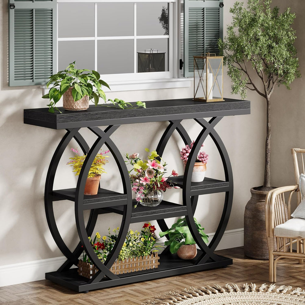 Tribesigns 39.4" Console Table, Industrial 4-Tier Sofa Table Entryway Ta...