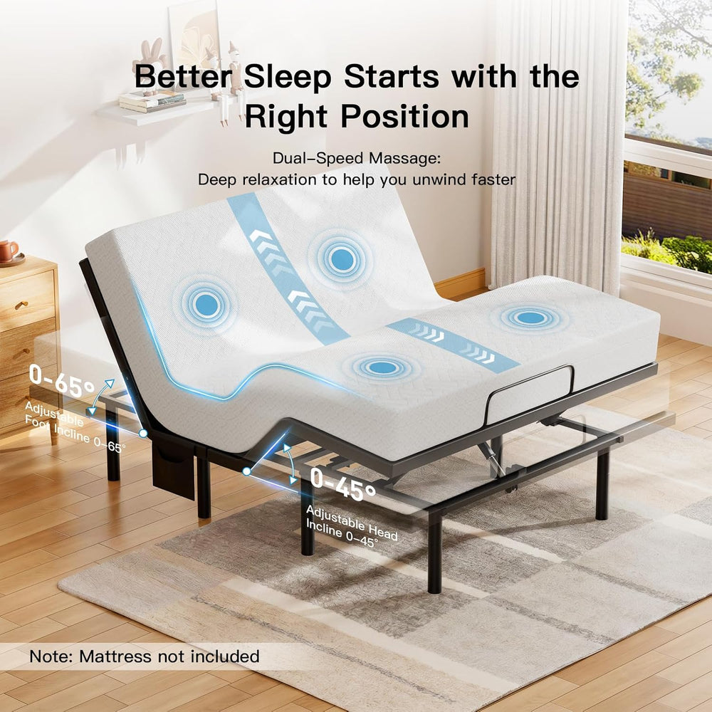Pipishell Full Adjustable Bed Frame with Wireless Remote and Zero Gravity