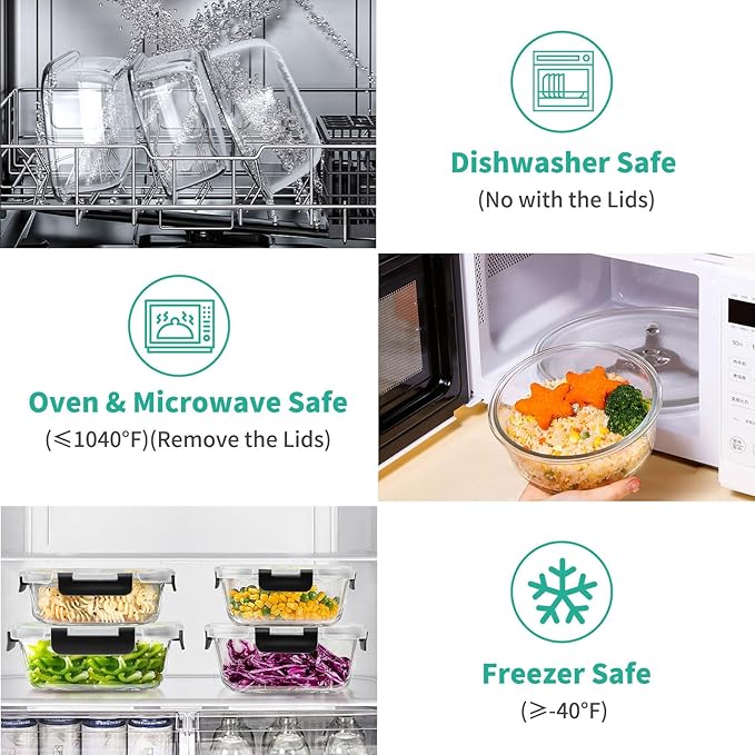 34pcs Glass Food Storage Containers